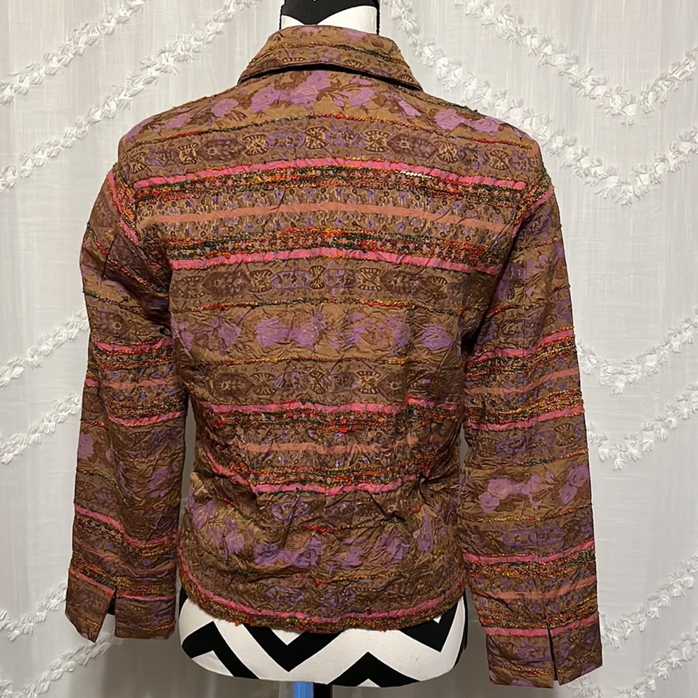 Coldwater Creek Bohemian Tweed Floral Blazer Size Petite Small - Picture 7 of 12